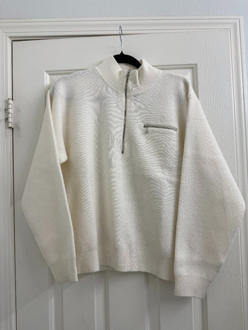 Stussy Half-Zip Mockneck Sweater Cream Size S